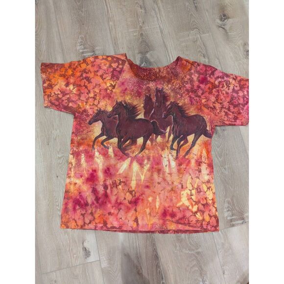 Reworked Reverse Tie Dye Horse Tee • Bleached Leopard Print • Oversized - Picture 1 of 8
